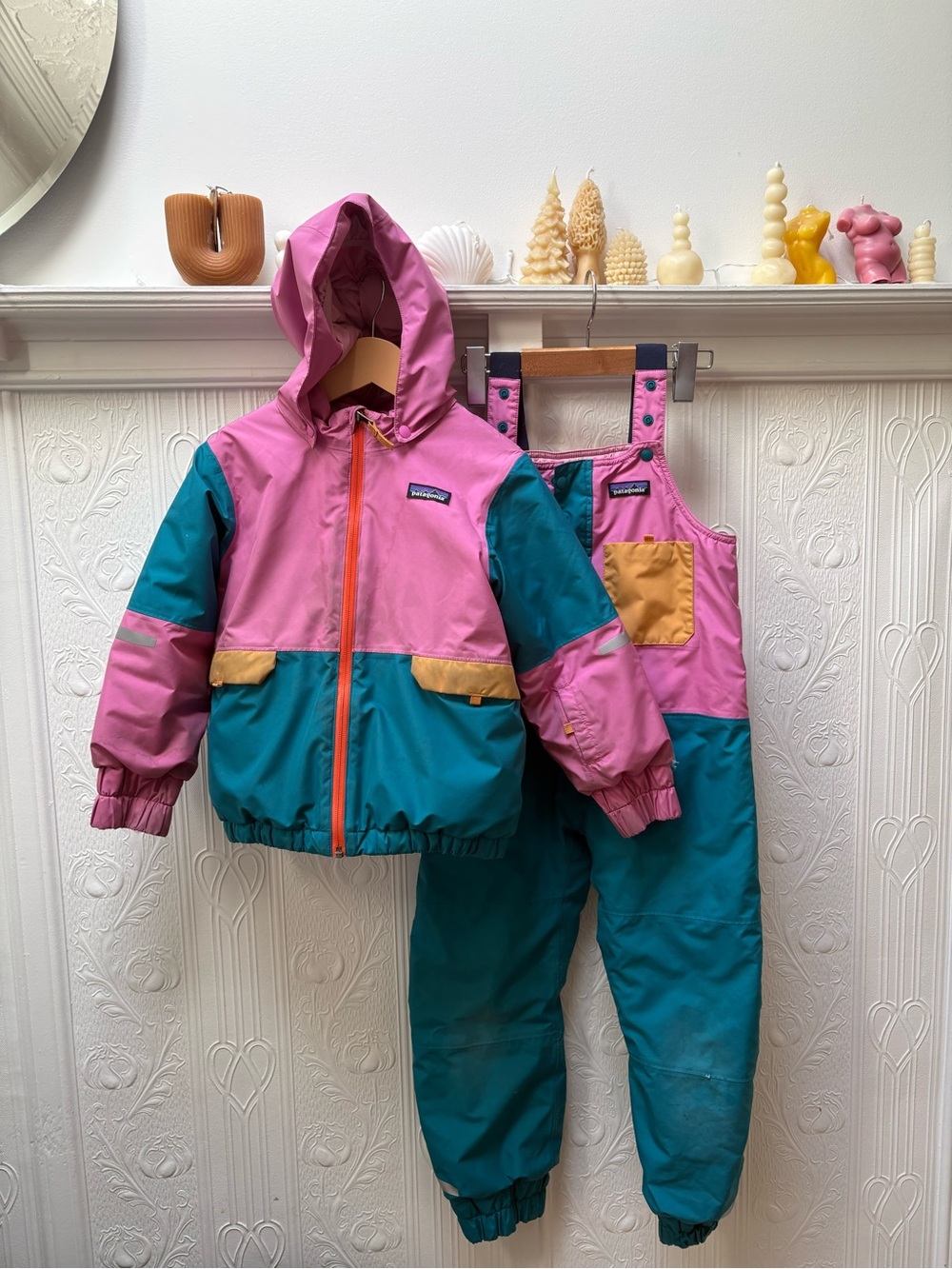 Patagonia Kids Two-Piece Snowsuit - Pink, Teal, Mustard